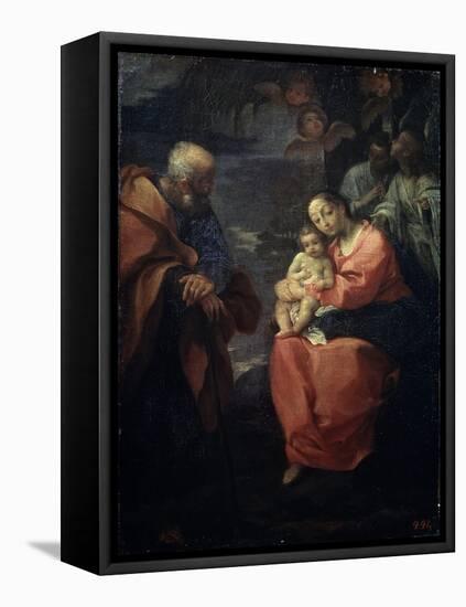 The Holy Family Beneath a Palm Tree, (Rest on the Flight into Egyp), Late 16th Century-Lodovico Carracci-Framed Stretched Canvas