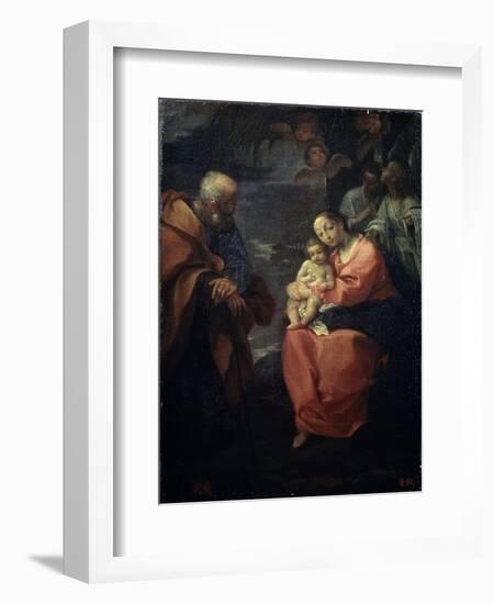 The Holy Family Beneath a Palm Tree, (Rest on the Flight into Egyp), Late 16th Century-Lodovico Carracci-Framed Giclee Print