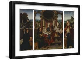 The Holy Family, Ca 1530, by Joos Van Cleve (1485-1540), Triptych. Belgium, 16th Century-Joos Van Cleve-Framed Giclee Print