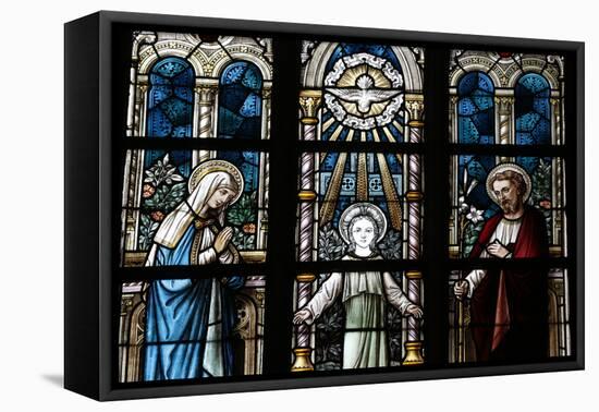 The Holy Family Depicted in a Stained Glass Window-Godong-Framed Stretched Canvas