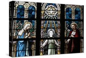 The Holy Family Depicted in a Stained Glass Window-Godong-Stretched Canvas
