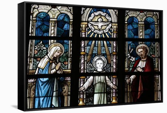 The Holy Family Depicted in a Stained Glass Window-Godong-Framed Stretched Canvas