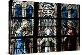 The Holy Family Depicted in a Stained Glass Window-Godong-Stretched Canvas