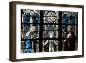 The Holy Family Depicted in a Stained Glass Window-Godong-Framed Photographic Print