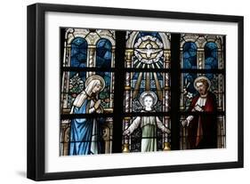 The Holy Family Depicted in a Stained Glass Window-Godong-Framed Photographic Print