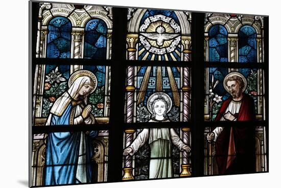 The Holy Family Depicted in a Stained Glass Window-Godong-Mounted Photographic Print