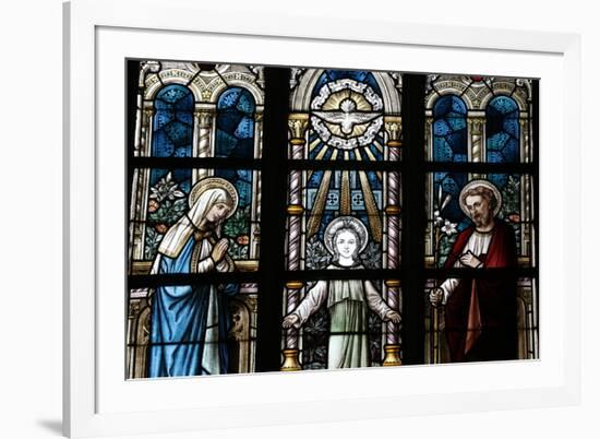 The Holy Family Depicted in a Stained Glass Window-Godong-Framed Photographic Print