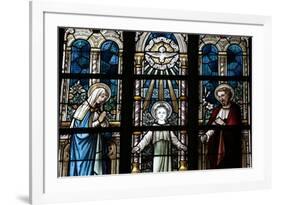 The Holy Family Depicted in a Stained Glass Window-Godong-Framed Photographic Print