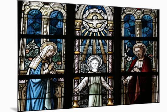 The Holy Family Depicted in a Stained Glass Window-Godong-Mounted Photographic Print