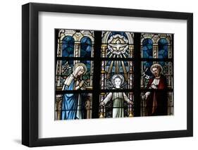 The Holy Family Depicted in a Stained Glass Window-Godong-Framed Photographic Print