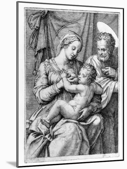 The Holy Family, Engraved by Marcantonio Raimondi, C.1515 (Engraving)-Raphael-Mounted Giclee Print