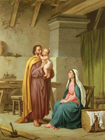 Joseph virgin Mary Jesus Framed canvas art print giclée the Holy family St