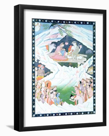 The Holy Family of Shiva and Parvati on Mount Kailash-null-Framed Giclee Print