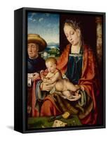 The Holy Family oil on wood-Joos van Cleve-Framed Stretched Canvas
