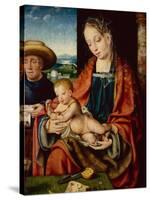 The Holy Family oil on wood-Joos van Cleve-Stretched Canvas