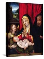 The Holy Family (Oil on Wood)-Andrea Solario-Stretched Canvas