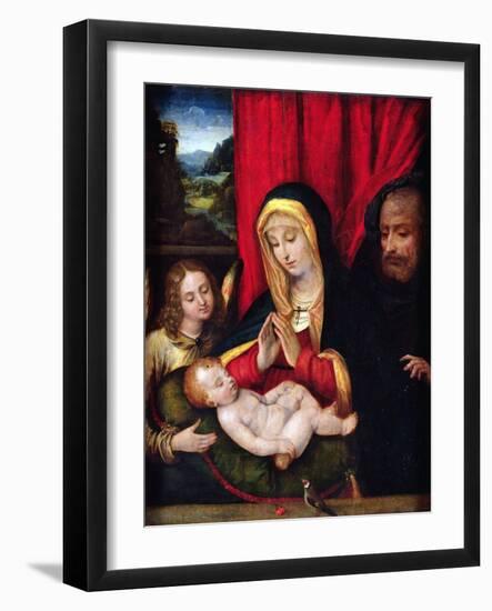 The Holy Family (Oil on Wood)-Andrea Solario-Framed Giclee Print