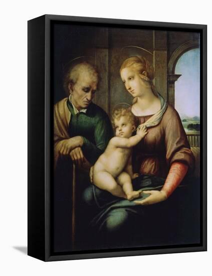 The Holy Family, or Madonna with the Beardless Joseph, C1506-Raphael-Framed Stretched Canvas