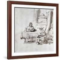 The Holy Family, Pen and Ink Drawing-Rembrandt van Rijn-Framed Giclee Print