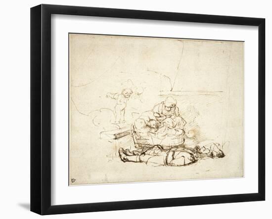 The Holy Family Sleeping, with Angels, 1645-Rembrandt van Rijn-Framed Giclee Print