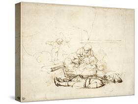 The Holy Family Sleeping, with Angels, 1645-Rembrandt van Rijn-Stretched Canvas