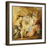 The Holy Family Visited by Saints Elizabeth, Zacharias and the Infant Saint John the Baptist-Peter Paul Rubens-Framed Giclee Print