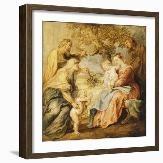 The Holy Family Visited by Saints Elizabeth, Zacharias and the Infant Saint John the Baptist-Peter Paul Rubens-Framed Giclee Print