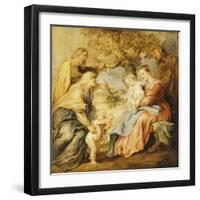 The Holy Family Visited by Saints Elizabeth, Zacharias and the Infant Saint John the Baptist-Peter Paul Rubens-Framed Giclee Print