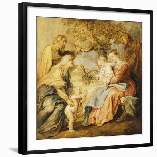 The Holy Family Visited by Saints Elizabeth, Zacharias and the Infant Saint John the Baptist-Peter Paul Rubens-Framed Giclee Print