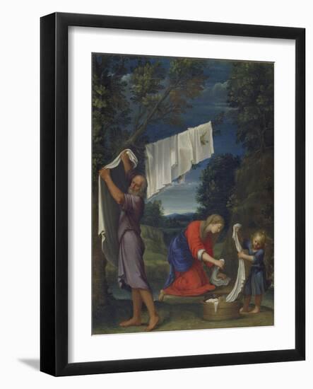 The Holy Family Washing Clothes-Lucio Massari-Framed Giclee Print