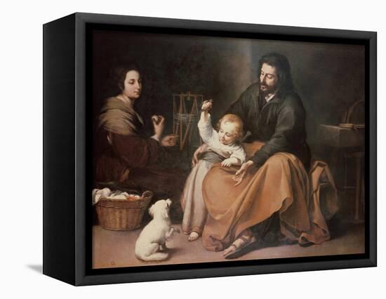 The Holy Family with a Bird-Bartolome Esteban Murillo-Framed Stretched Canvas