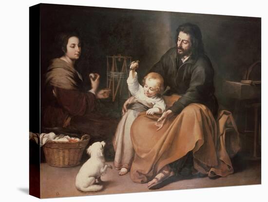 The Holy Family with a Bird-Bartolome Esteban Murillo-Stretched Canvas
