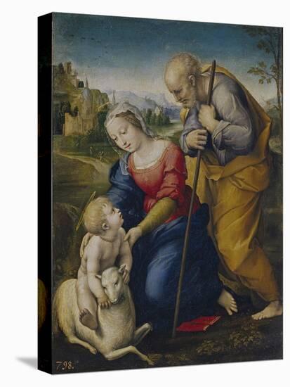 The Holy Family with a Lamb, 1507-Raphael-Stretched Canvas