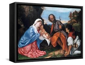 The Holy Family with a Shepherd, C1510-Titian (Tiziano Vecelli)-Framed Stretched Canvas