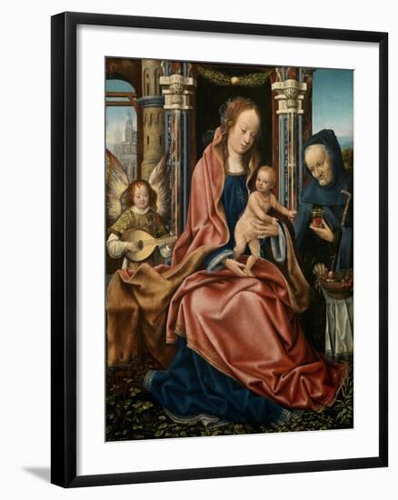 The Holy Family with an Angel Musician, 1510-1520-Maestro De Francfort-Framed Giclee Print