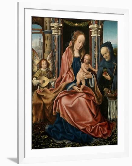 The Holy Family with an Angel Musician, 1510-1520-Maestro De Francfort-Framed Giclee Print