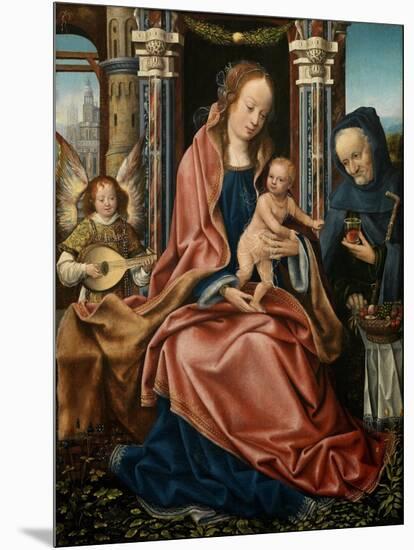 The Holy Family with an Angel Musician, 1510-1520-Maestro De Francfort-Mounted Giclee Print