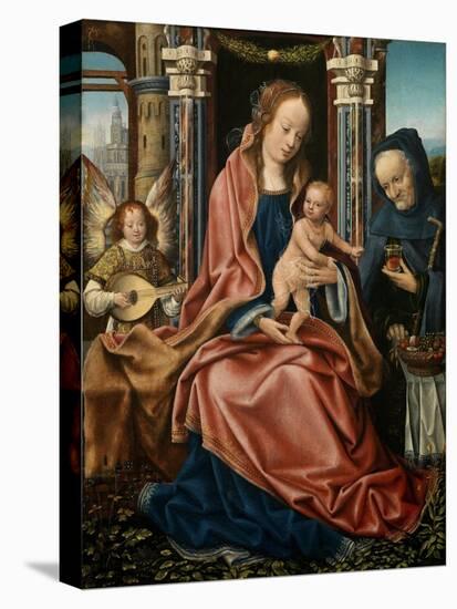 The Holy Family with an Angel Musician, 1510-1520-Maestro De Francfort-Stretched Canvas