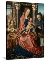 The Holy Family with an Angel Musician, 1510-1520-Maestro De Francfort-Stretched Canvas