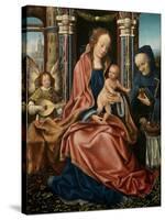 The Holy Family with an Angel Musician, 1510-1520-Maestro De Francfort-Stretched Canvas