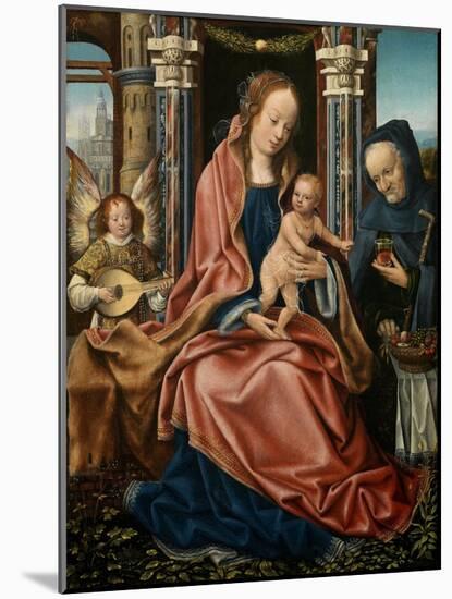 The Holy Family with an Angel Musician, 1510-1520-Maestro De Francfort-Mounted Giclee Print