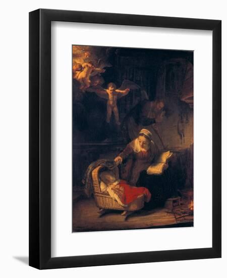 The Holy Family with Angels, 1645-Rembrandt van Rijn-Framed Premium Giclee Print