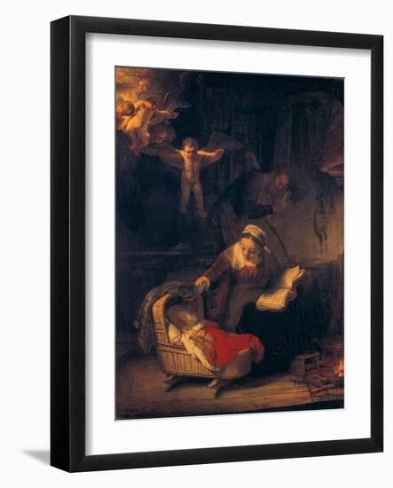 The Holy Family with Angels, 1645-Rembrandt van Rijn-Framed Giclee Print