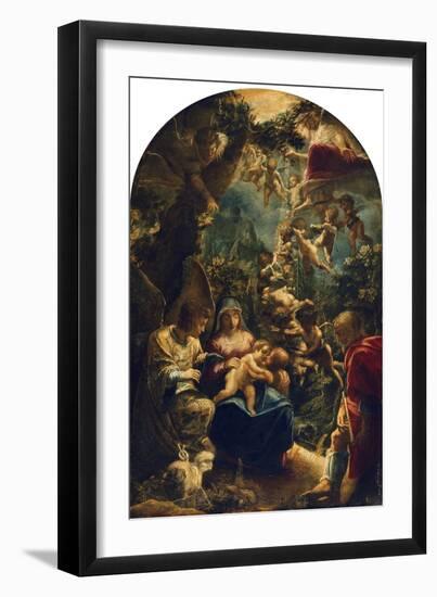 The Holy Family with Angels and John the Baptist, about 1599-Adam Elsheimer-Framed Giclee Print