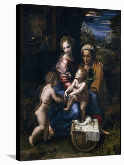 The Holy Family with John the Baptist and Saint Elizabeth (La Perl)-Raphael-Stretched Canvas