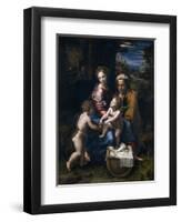 The Holy Family with John the Baptist and Saint Elizabeth (La Perl)-Raphael-Framed Giclee Print