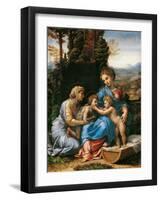 The Holy Family with John the Baptist as a Boy and Saint Elizabeth (La Petite Sainte Famill)-Giulio Romano-Framed Giclee Print