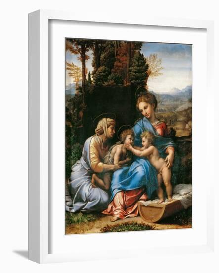 The Holy Family with John the Baptist as a Boy and Saint Elizabeth (La Petite Sainte Famill)-Giulio Romano-Framed Giclee Print