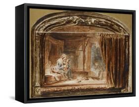 The Holy Family with Joseph Cutting Wood-Nicolaes Maes-Framed Stretched Canvas