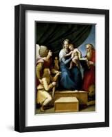 The Holy Family with Raphael, Tobias and Saint Jerome, or the Virgin with a Fish, 1513-1514-Raphael-Framed Giclee Print